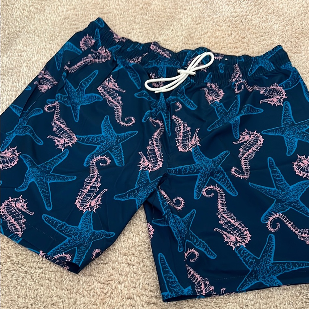 Blue and Pink Starfish Swim Shorts